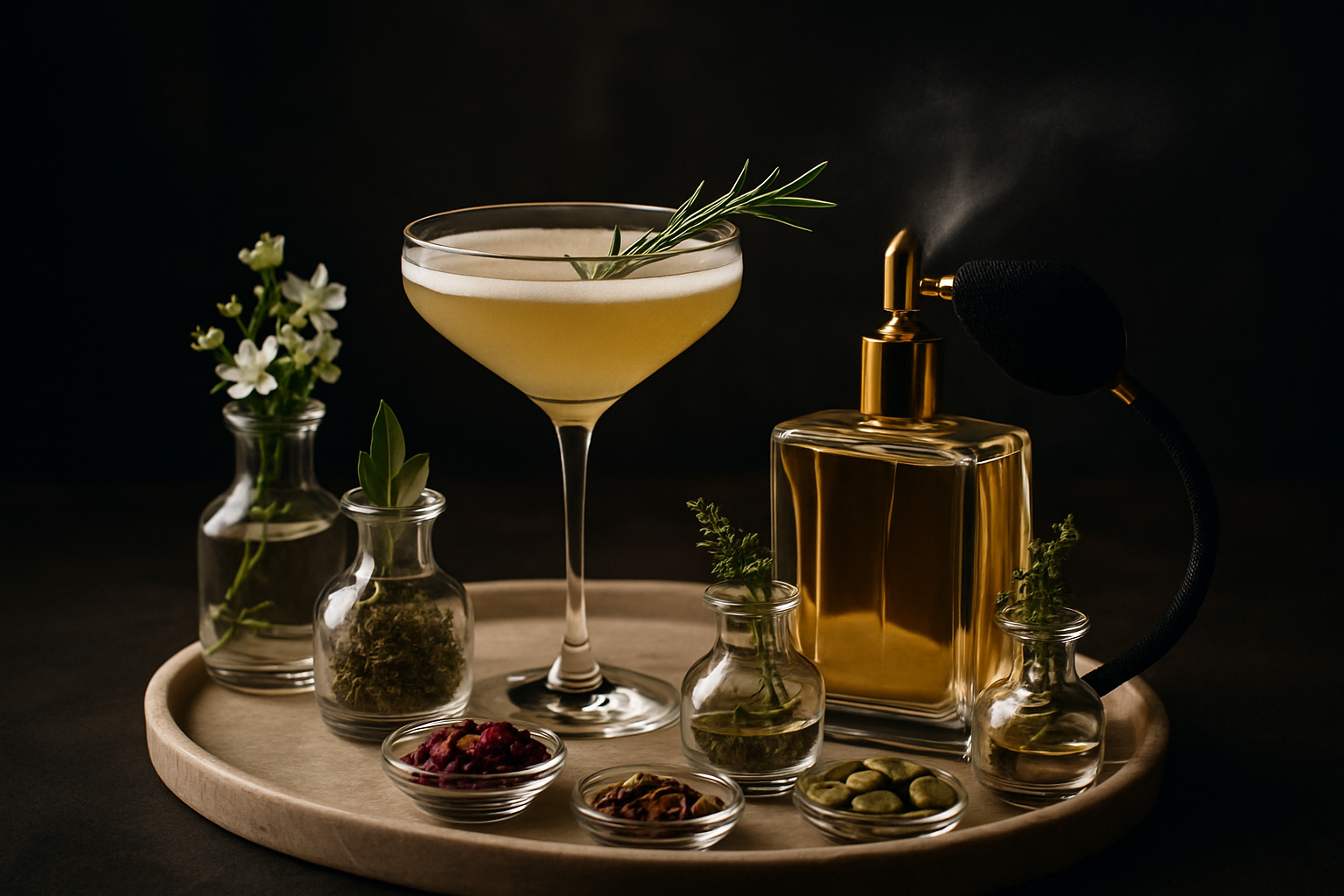 Experiencia de cocteleria aromatica con botanicals e ingredientes de perfumeria