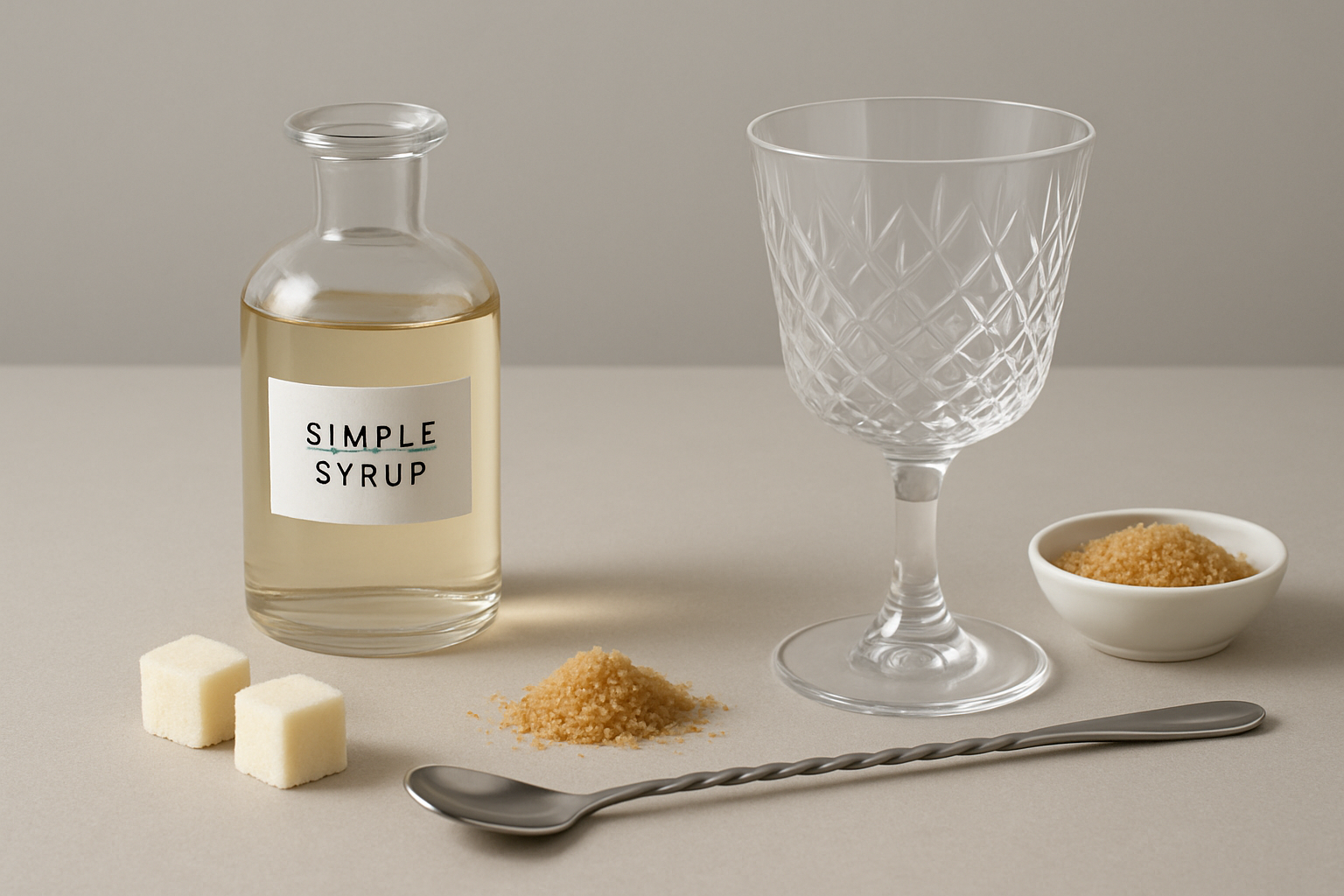 Azucar y jarabe simple para cocteles con cucharilla de bar