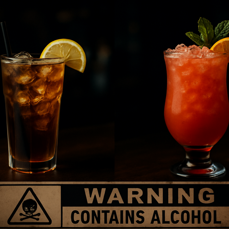 Cocteles fuertes Long Island Iced Tea y Zombie juntos