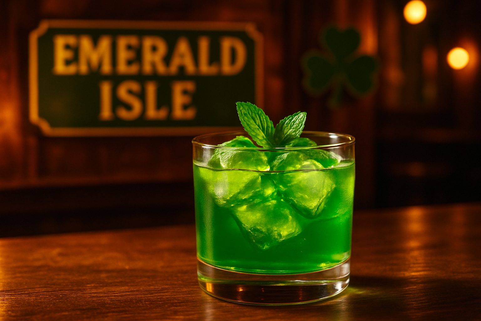 Emerald Isle coctel irlandes verde con whiskey Chartreuse y bitters