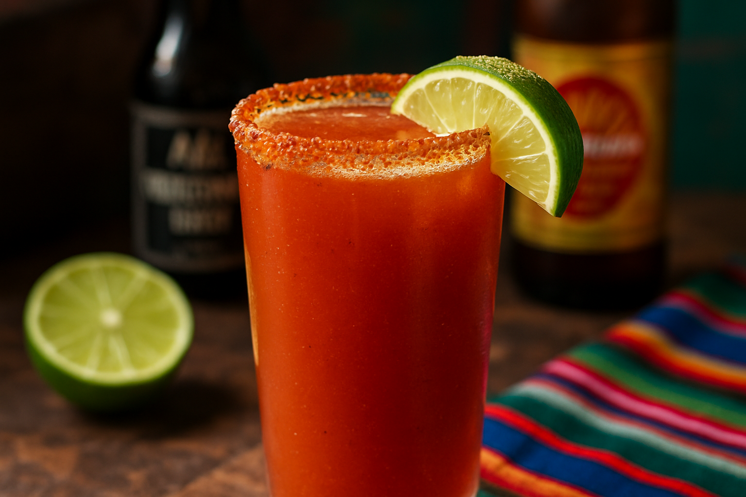 Michelada cerveza picante mexicana con lima Worcester y especias