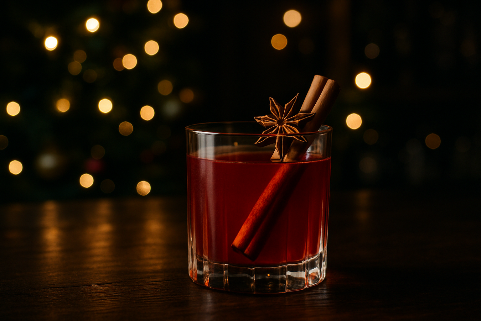 Cóctel navideño festivo para compartir con guarnición de canela