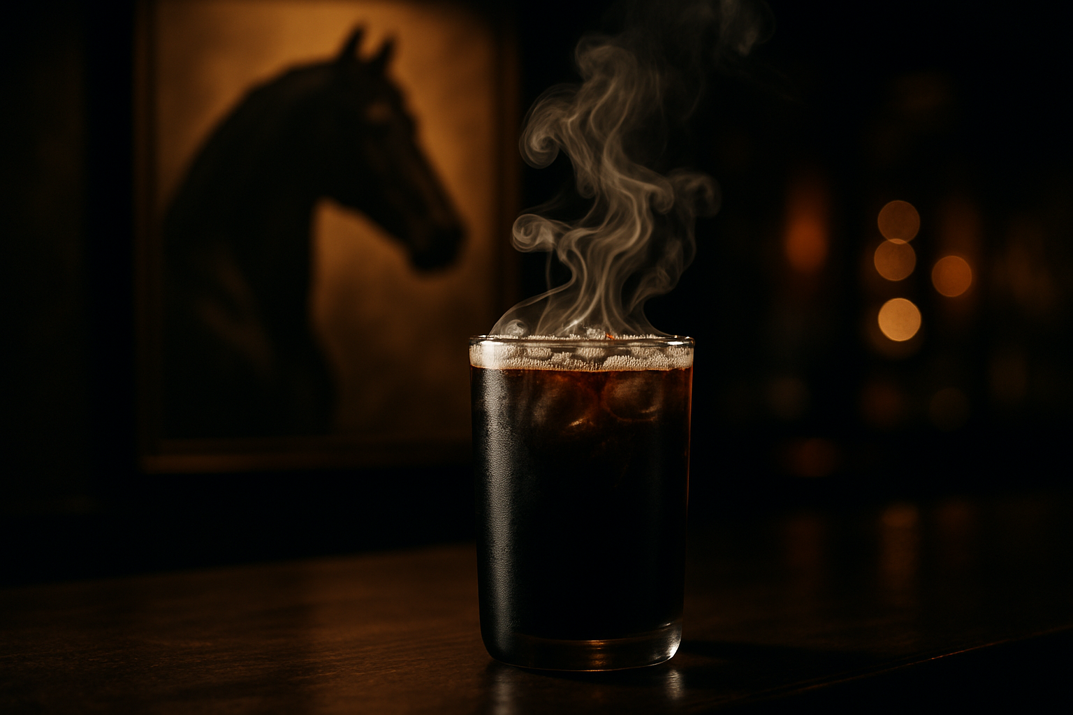 Cóctel Yegua Negra de aspecto oscuro y potente
